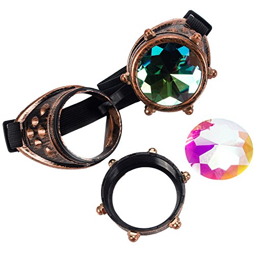 Vintage Steampunk Goggles Glasses Welding Cyber Punk Gothic Kaleidoscope Cosplay Accessories