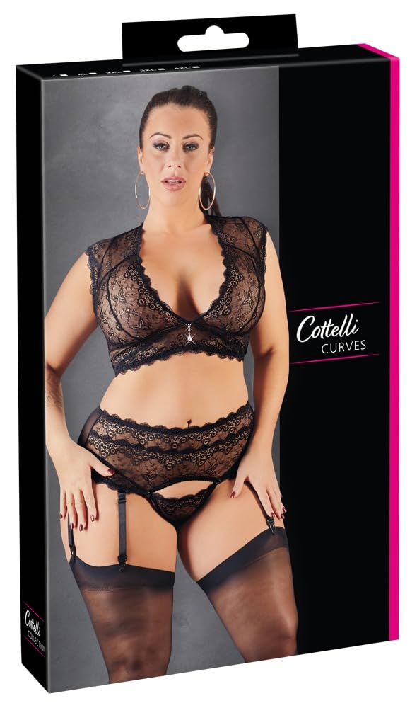 Cottelli Curves Bra Set-22131841071 Black 3XL