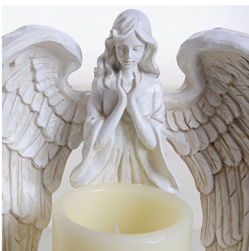 KiaoTime 9" Praying Angel Figurine Wings Angel Flamless LED Candle with 4/8H Timer Function Angel Figurine Sculpture Statue Decorative Home Wedding Christmas Church Baptism Angel Collection Figurine