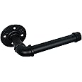 HouseAid Industrial Pipe Toilet Paper Holder With Shelf - Rustic Farmhouse Bathroom Storage In Matte Black