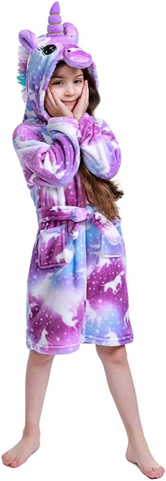 Premium Soft Unicorn Robe for Girls, Flannel Hooded Bathrobe-Unicorn Gifts