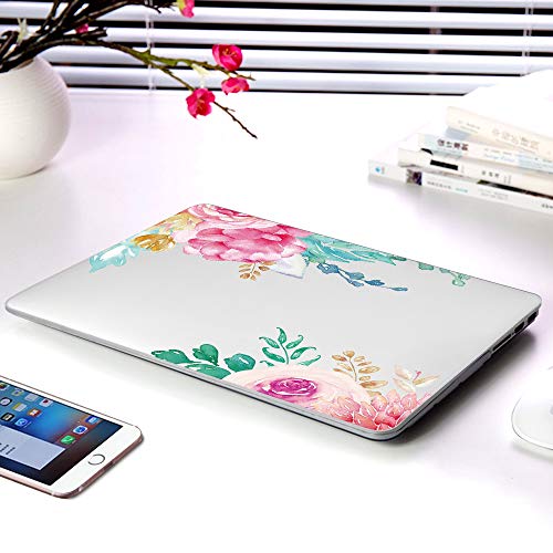 HRH Watercolor Rose Clear Glossy Design Laptop Body Shell Protective Hard Case for Apple MacBook Newest Air 13" Inch with Retina Display fit Fingerprint Touch ID (Model A1932,2018 Release)