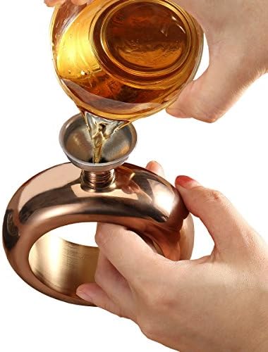 Bracelet Flask with Funnel,Creative Hidden Stainless Steel Bracelet Flask for Storing Whiskey/Alcohol 3.5oz (bronzer gold)