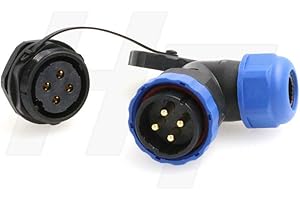 HANGTON CONNECT HangTon HE29 4 Pin Right Angle Connector AC 380V/45A Plastic Waterproof Circular Outdoor Industrial Power Plug Socket