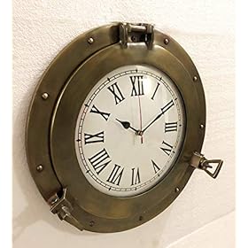Vintage Navigation Marine Brass Ship Porthole Clock 15'' Ship Window Wall Clock 516yK39Fw8L