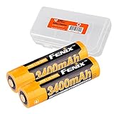 TWO PACK: Fenix ARB-L18 Button-Top 3500mAh 18650 Protected Rechargeable Batteries & Organizer - Designed for RC11, PD35, TK16, and other LED Flashlights