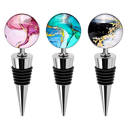 Soleebee-3-Pack-Decorative-Wine-Stoppers-Wine-Bottle-Stopper-with-Beautiful-Art-GlassBeverage-Bottle-Stoppers-For-Gifts-Bar-Holiday-Party-Wedding-Style-J