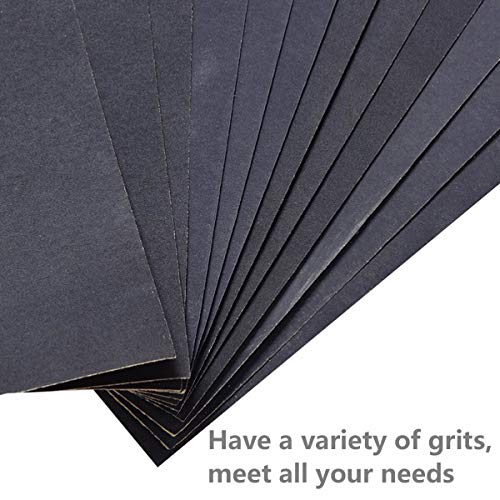 Wet Dry Sandpaper, Assorted 3000/2500/2000/1500/1200/1000 Grit for