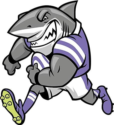 amazon com cartoon football funny shark mascot sport rugby window truck car bumper sticker decal 4 x 5 home kitchen amazon com