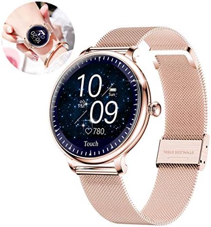 スマートウォッチ レディース 2020最新 多機能 smart watch 着信通知 Line/SMS/WhatsApp/Twitter/アプリ通知 遠隔撮影 IPx67防水 活動量計 歩数計 輝度調整 長座注意 生理周期管理 日本語 iphone&Android対応 誕生日/記念日/恋人/彼女の贈り物 (ゴールド2)