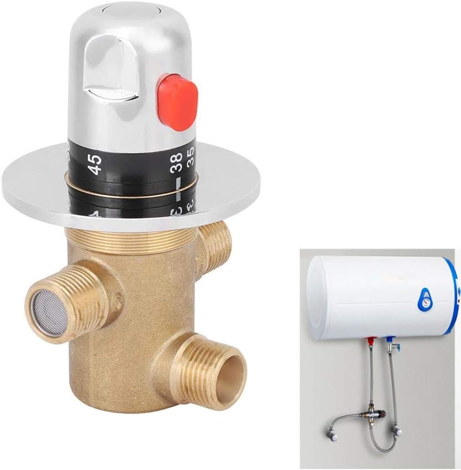 Cafopgrill 3 Way Thermostatic G1/2in 3 Way Brass Thermostatic Mixer Tap Mixer Tap for Home Bathroom