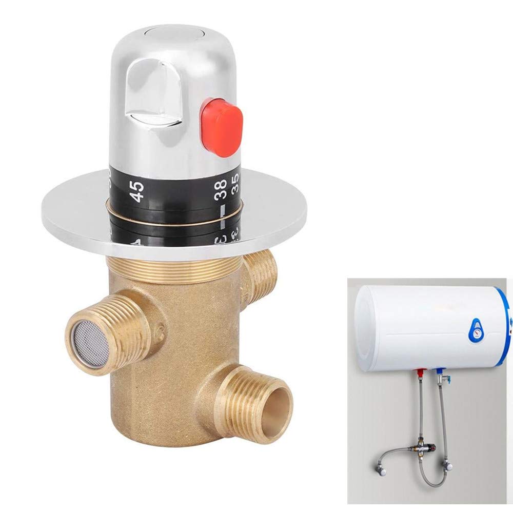 Cafopgrill 3 Way Thermostatic G1/2in 3 Way Brass Thermostatic Mixer Tap Mixer Tap for Home Bathroom