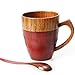 Coffee Mug with Handle, 11 OZ Insulated Novelty Cool Coffee/Tea Cup with Spoon for Wood Eco-friendly Gifts. (1,RED)