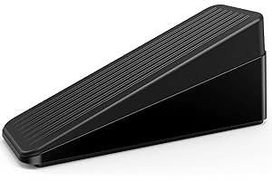 Crosize 2.2 inch Large Door Stopper, Strongest Metal Door Stops, Stackable to 4 inch, Non-Slip Heavy Duty Big Door Stop Wedge for Bottom of Door, Black, 1 Pack