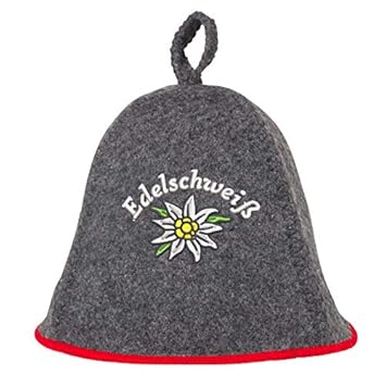 Saunahut EDELSCHWEISS auch PERSONALIESIERBAR Saunakappe Saunamütze Sauna Filz Kappe Lustige Hüte (Grau ohne Namen)