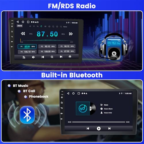 Inefala Radio for Seat Leon MK2 2005-2012 Android 15 2+64G with Wireless Carplay and Android Auto, 9'' Touch Screen Stereo Radio with Bluetooth 26UI EQ GPS FM/RDS SWC AHD Reverse Camera