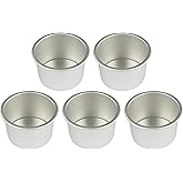 LARATH 5 Pieces 2Inch Round Mini Cake Pan with Removable Bottom Aluminum Alloy Small Cheesecake Baking Tray Non-Stick Bread Pizza Chiffon Fondant Mold DIY Cooking Tools, Silver