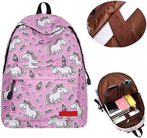 Cute Lightweight Pink Unicorn School Backpacks 3D rainbow Book bags 14 Inch Laptop Bag Travel Hiking
