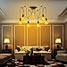 Asnxcju Industrial Pendant Light 6 Heads, Spider Semi Flush Mount Ceiling Light, Adjustable DIY Vintage Style Hanging Lamp Fixture for Dining Room Kitchen Bedroom