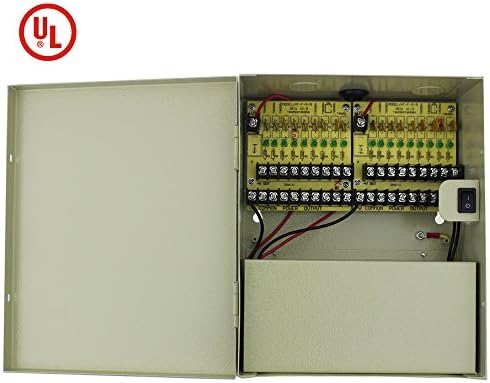 Ateckpower 18 Channel Port Output 12V CCTV PTC Power Distribution Supply Box for Security Cameras