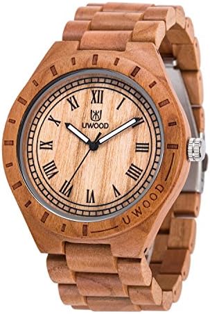 Wood Watch,UWOOD Natural Wood Watch Roman Number Men Big Size Handmade Vintage Men Wood Watch