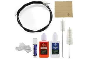 Trumpet/Cornet Care Cleaning Kit,Maintenance Kit,Khaki,Valve Oil,Tuning Slide Grease,Flexible Brush,Valve Brush,Mouthpiece Br