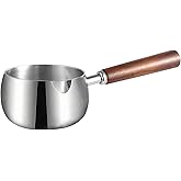 IMEEA Milk Butter Warmer Pot 17oz SUS304 Stainless Steel Sauce Pot with Wooden Handle for Heating Milk, Melting Butter, Warming Sauces