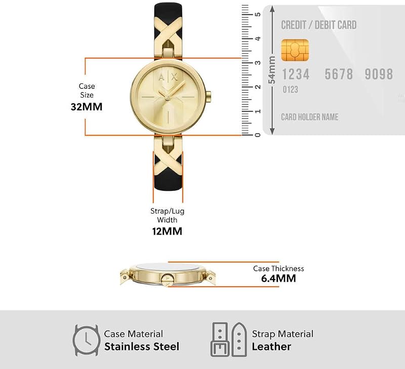 Montre Femme, Mouvement Quartz Deux Aiguilles et Boîtier 32 mm avec bracelet en acier inoxydable