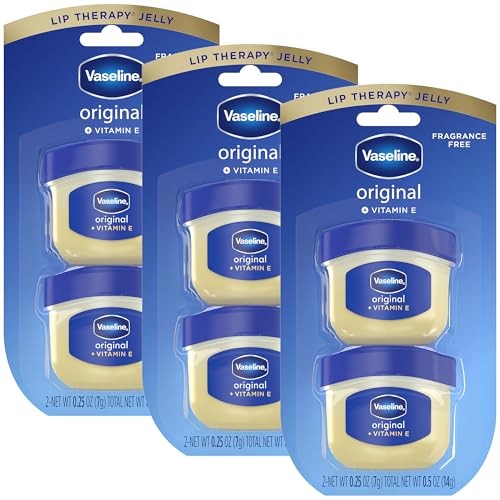 Vaseline Lip Therapy Original Mini Counter Display 2-Packs (6 Jars) – Bulk Lip Balm, Moisturizer for Soft, Smooth & Glossy Lips, 0.25 Oz Ea