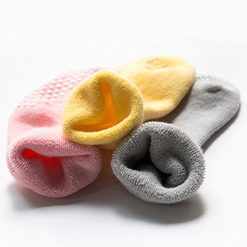 VWU Baby Socks with Grips Thick Cotton Socks for Toddler Infant Baby Girl Baby Boy 0-3 Years Old 5 Color (1-3 years, Grey(6-pack)) - Thumbnail 2