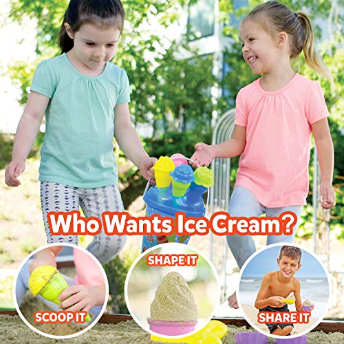 The STORYBOOK KIDS Explorers Club Beach Toys Box for Toddlers - 16-Piece Ice Cream Sandbox Toys Kit for Toddler Boys & Girls - Strong Carry Bag & Fun Board Book - Baby Sand Building Set for Kids 3-10 - Thumbnail 2