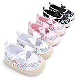 Isbasic Baby Girls Knit Soft Sole Toddler Mary Jane Sneakers Casual Canvas Shoes