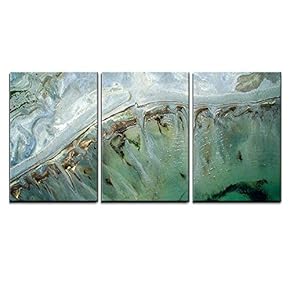 3 Piece Canvas Wall Art - Turquoise Landscape of Tropical Sea - Modern Home Art Stretched and Framed Ready to Hang - 16"x24"x3 Panels