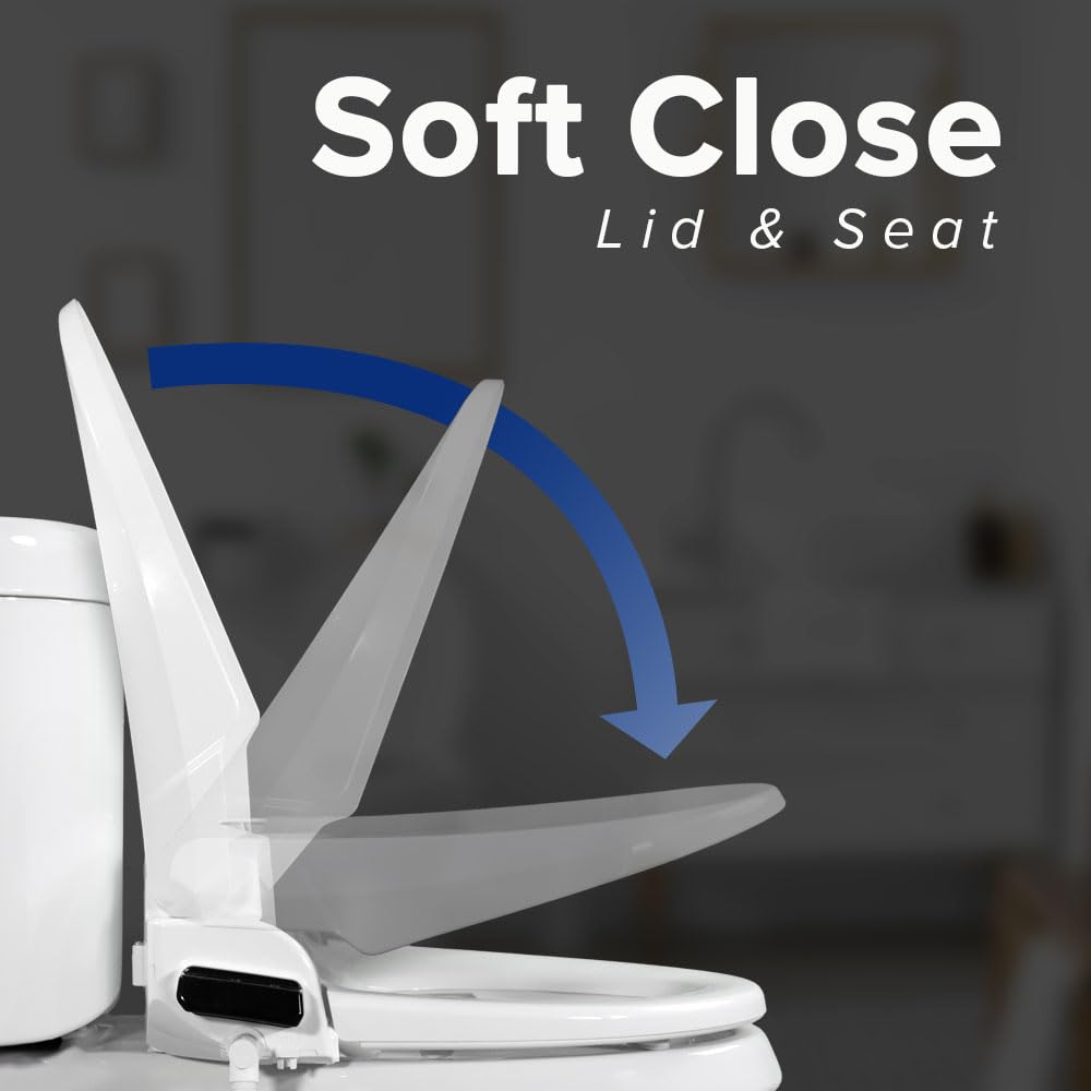 SmartBidet® SB-1000WE Electric Smart Bidet™ Toilet Seat with Heated Seat, Warm Air Dryer, Temperature Control Wash, and Remote Control, Elongated Seat