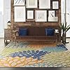 Nourison Aloha Indoor/Outdoor Floral Blue Multicolor 7'10" x 10'6" Area Rug (8'x11')