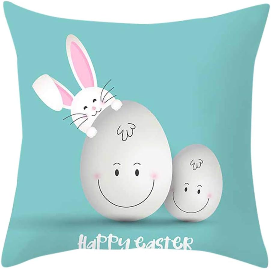 Vdaye Pillow Case,Throw Pillow Covers, Easter Rabbit Print Pillow Case Sofa Car Cushion Cover Home Decor Polyester Square 18 x 18 inch Cushion Decorative (G)