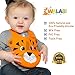 Animal Friends Silicone Baby Bib, Set of 2 :: Waterproof Silicone Bib with Pocket to Catch Food & Drool :: Easy Care, Washable, Dishwasher Safe :: Unisex with Tiger & Giraffe Prints by Walabi