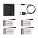 AKASO A200 Drone 3.7V 500mAh 4 Pack Lipo Batteries Charger with 4 in 1 Battery Charger for AKASO A200 X5C 4CH 2.4GHz Quadcopter Drone
