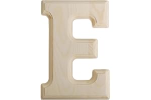 Homeford Pine Wood Beveled Wooden Letter E, Natural, 5-3/4-inch