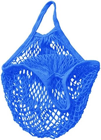 Cotton Reusable Net Shopping Bag String Organizer for Grocery Shopping & Beach, Storage, Fruit, Vegetable and Toys -Lightweight & Sturdy Mesh Produce Bag (Blue, Tote 40*35*13)