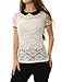 Allegra K Women's Contrast Peter Pan Collar See Through Lace Top White L