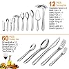 72-Piece Cutlery Set with Serving Utensils, Elegant Life Stainless Steel Flatware Silverware Set for 12, Tableware Eating Utensils, Dishwasher Safe
