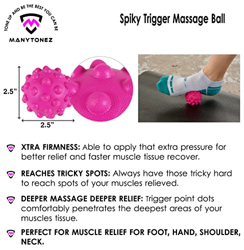 MANYTONEZ Deep Tissue Massage Ball Set - Includes 5" Weighted (1.3lb) Medicine Massage Ball, Peanut Lacrosse Ball, Spiky Massage Ball - For Trigger Point Therapy, Myofascial Release - Thumbnail 2