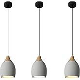 TIGKHAE 3 Pack Kitchen Island Concrete Pendant Lights with Dimmable LED Suspension Hanging Lamps 5.75In Cement Chandeliers Ad
