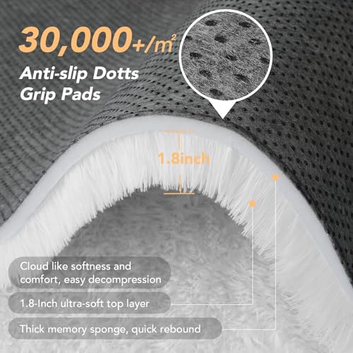 GGEROU Large Shag Area Rugs,Tie-Dyed Plush Fuzzy Rugs for Living Room, Anti Slip Fluffy Bedroom Rug,Large Area Rug Shag Shaggy Carpet for Bedroom,Nursery,Kids Room,Home Decor (White, 200 * 300cm)
