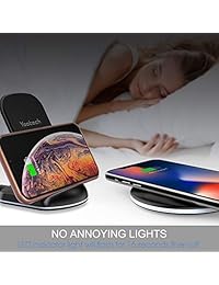 Yootech Paquete de carga inalámbrica, [2 unidades] Qi certificado soporte de carga inalámbrica, 7,5 W compatible con iPhone Xs MAX XR XS X 8 Plus, 10 W para Galaxy S10 S10 Plus S10E S9 más (no adaptador CA) (negro)