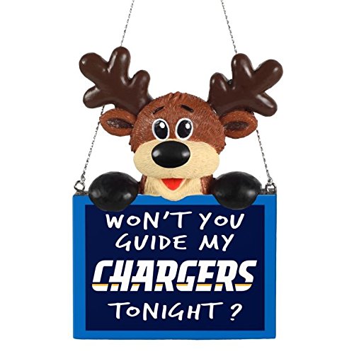 NFL Reindeer With Sign Holiday Tree Ornament San Diego Chargers