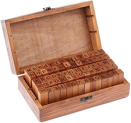 70 pcs/set Vintage DIY Number And Alphabet Letter Wood Rubber Stamps Set With Wooden Box