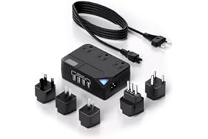 250W Converter Plug WAUDM International Travel Converter with 4 USB Ports, Reduces 220V to 110V, Suitable for 100V-240V Areas