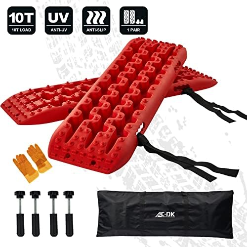 ACDK Red Recovery Traction Board Kit, OffRoad Recovery Board Track Mat with Mounting Pins & Bag